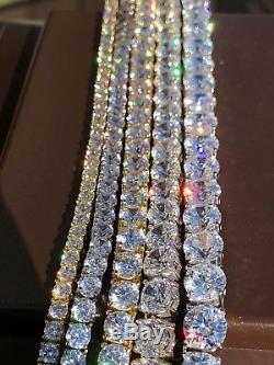Men's Tennis Chain SOLID 925 Sterling Silver Single Row ITALY Man Made Diamonds