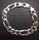 Men's bracelet 925 Sterling Silver Figaro link 9mm 8 or 9 Made in Italy