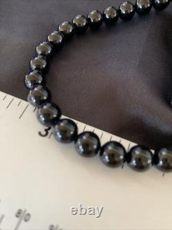 Mens Black Onyx Bead Necklace 22 Navajo Sterling Silver 13109