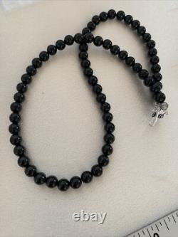 Mens Black Onyx Bead Necklace 22 Navajo Sterling Silver 13109