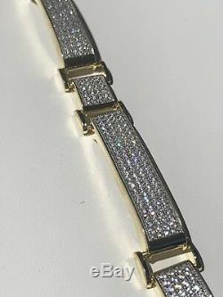 Mens Custom Made Bracelet 14k Gold Over Solid 925 Silver 12ct Diamonds 12mm
