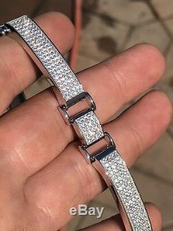 Mens Custom Made Bracelet Solid 925 Silver 12ct Diamonds 12mm Thick ICED OUT