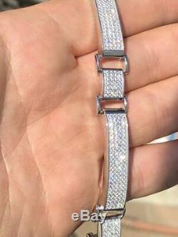 Mens Custom Made Bracelet Solid 925 Silver 12ct Diamonds 12mm Thick SUPER ICED