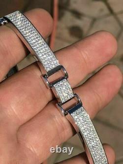 Mens Custom Made Bracelet Solid 925 Silver 12ct Diamonds 12mm Thick SUPER ICED