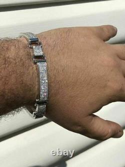 Mens Custom Made Bracelet Solid 925 Silver 12ct Diamonds 12mm Thick SUPER ICED