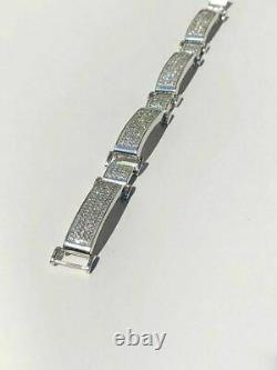 Mens Custom Made Bracelet Solid 925 Silver 12ct Diamonds 12mm Thick SUPER ICED