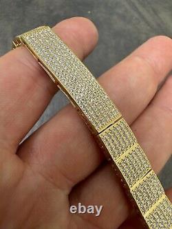 Mens Custom Made ICY Hip Hop Bracelet 14k Gold Plated 925 Sterling Silver CZ