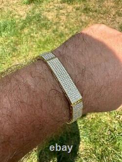 Mens Custom Made ICY Hip Hop Bracelet 14k Gold Plated 925 Sterling Silver CZ