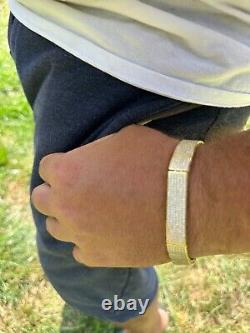 Mens Custom Made ICY Hip Hop Bracelet 14k Gold Plated 925 Sterling Silver CZ