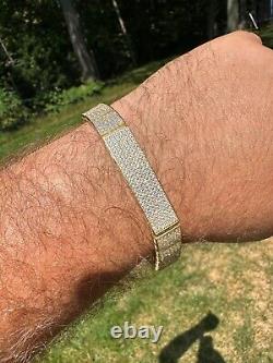 Mens Custom Made ICY Hip Hop Bracelet 14k Gold Plated 925 Sterling Silver CZ