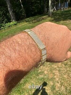 Mens Custom Made ICY Hip Hop Bracelet 14k Gold Plated 925 Sterling Silver CZ