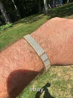 Mens Custom Made ICY Hip Hop Bracelet 14k Gold Plated 925 Sterling Silver CZ