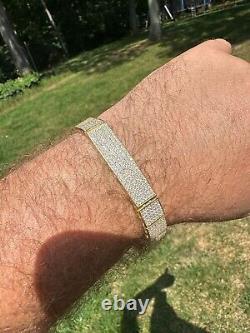 Mens Custom Made ICY Hip Hop Bracelet 14k Gold Plated 925 Sterling Silver CZ