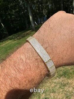 Mens Custom Made ICY Hip Hop Bracelet 14k Gold Plated 925 Sterling Silver CZ