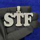 Mens Custom Made Moissanite STF Letter/Name Charm Pendant 925 Sterling Silver