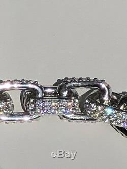 Mens Iced Out Custom Rolo Link Bracelet Solid 925 Silver Man Made Diamonds 6mm