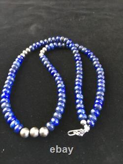 Mens Lapis Lazuli Navajo Sterling Silver Necklace 22 1739