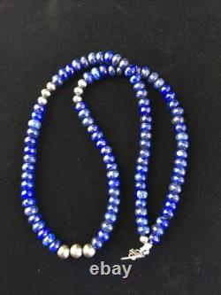 Mens Lapis Lazuli Navajo Sterling Silver Necklace 22 1739