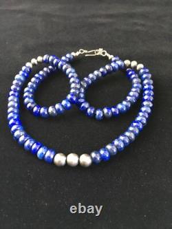 Mens Lapis Lazuli Navajo Sterling Silver Necklace 22 1739