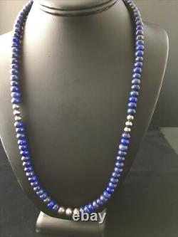 Mens Lapis Lazuli Navajo Sterling Silver Necklace 22 1739
