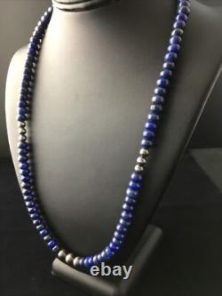 Mens Lapis Lazuli Navajo Sterling Silver Necklace 22 1739