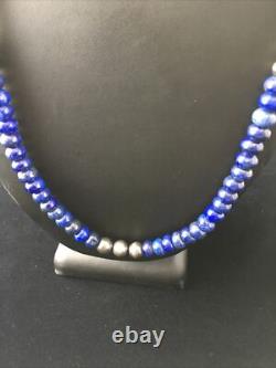 Mens Lapis Lazuli Navajo Sterling Silver Necklace 22 1739