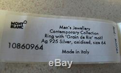 Mens Sterling Silver 925 ring Grain de Riz by Mont Blanc sz 10.5 made Italy