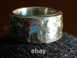 Mens Sterling Silver Hammered Band, Old World Ring Made To Order Unique