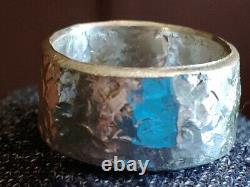 Mens Sterling Silver Hammered Band, Old World Ring Made To Order Unique