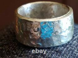 Mens Sterling Silver Hammered Band, Old World Ring Made To Order Unique