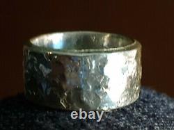 Mens Sterling Silver Hammered Band, Old World Ring Made To Order Unique