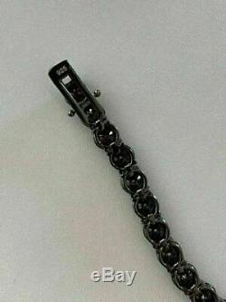 Mens Tennis Bracelet Solid 925 Sterling Silver 4mm Man Made Black Diamond 8 6Ct