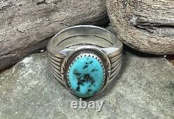 Mens Vintage Sterling Turquoise Artist Made Ring Native American Zuni Navajo 12