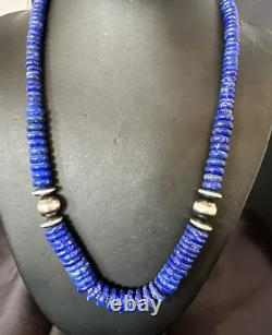 Mens Womens Blue Lapis Lazuli 6-12mm Navajo Sterling Silver 21 Necklace 17885