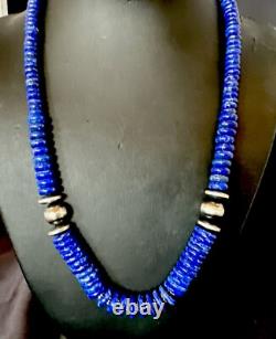 Mens Womens Blue Lapis Lazuli 6-12mm Navajo Sterling Silver 21 Necklace 17885