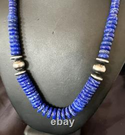 Mens Womens Blue Lapis Lazuli 6-12mm Navajo Sterling Silver 21 Necklace 17885