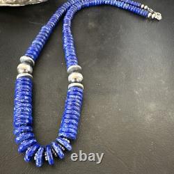 Mens Womens Blue Lapis Lazuli 6-12mm Navajo Sterling Silver 21 Necklace 17885