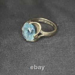 Mexico Sterling Silver Rare Blue Topaz Ring Custom Made Mexico Sz 6.5
