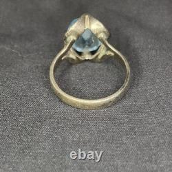 Mexico Sterling Silver Rare Blue Topaz Ring Custom Made Mexico Sz 6.5