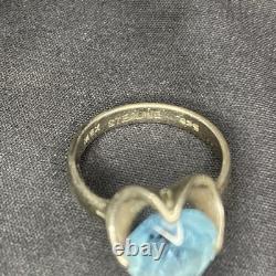 Mexico Sterling Silver Rare Blue Topaz Ring Custom Made Mexico Sz 6.5