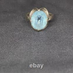 Mexico Sterling Silver Rare Blue Topaz Ring Custom Made Mexico Sz 6.5