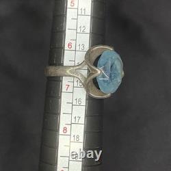 Mexico Sterling Silver Rare Blue Topaz Ring Custom Made Mexico Sz 6.5