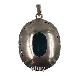 Mexico Sterling Silver and Fancy Glass Pendant Hand Made