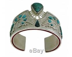 Michael Perry, Bracelet, Lone Mountain Turquoise, Parrot, Navajo Made, 6 1/4