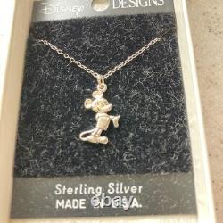 Mickey Mouse Sterling Silver Necklace Disney Pendant 925 Made in USA 2cm
