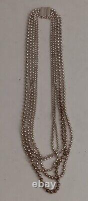 Milor 925 Sterling Silver Multi Strand Ball Bead Necklace Made In Italy 16