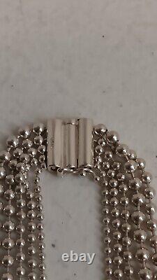 Milor 925 Sterling Silver Multi Strand Ball Bead Necklace Made In Italy 16