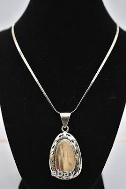 Modernist Hand Made Sterling Silver Italy Necklace Jasper Stone 30 Grams