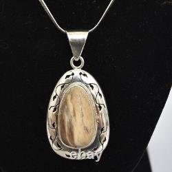 Modernist Hand Made Sterling Silver Italy Necklace Jasper Stone 30 Grams