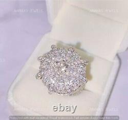 Moissanite 4 CT Round Cut Pave King Crown Wedding Ring Real 925 Sterling Silver